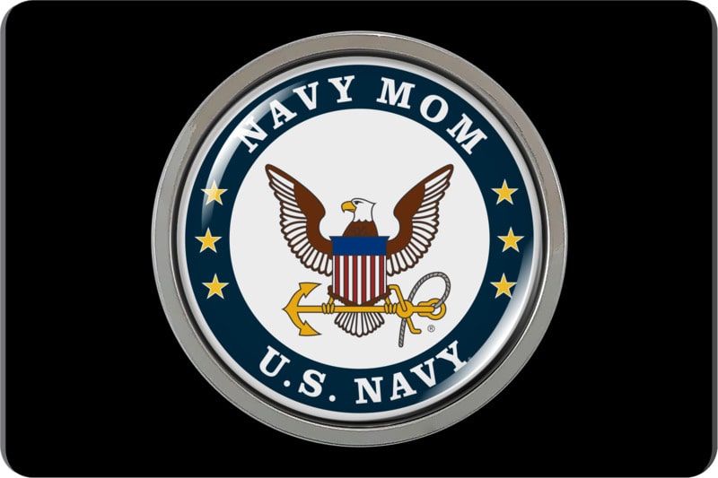 U.S. Navy Mom - Tow Hitch Cover with Chrome Emblem